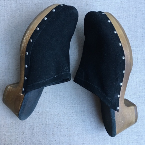 UGG Girl US 3 EU 33 EVIE Black Suede Mules Clogs - Picture 6 of 9